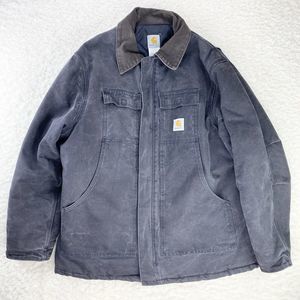 Vintage Carhartt Detroit Jacket Mens XL Black 48R Distressed Quilt Lined USA